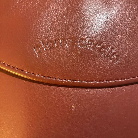 Vtg Pierre Cardin Leather Crossbody Handbag Expandable 9x6 Pen Calc Pockets Red - Picture 3 of 15